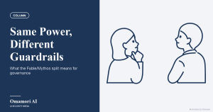 Same Power, Different Guardrails — What the Fable/Mythos split means for governance. Illustrations by Storyset