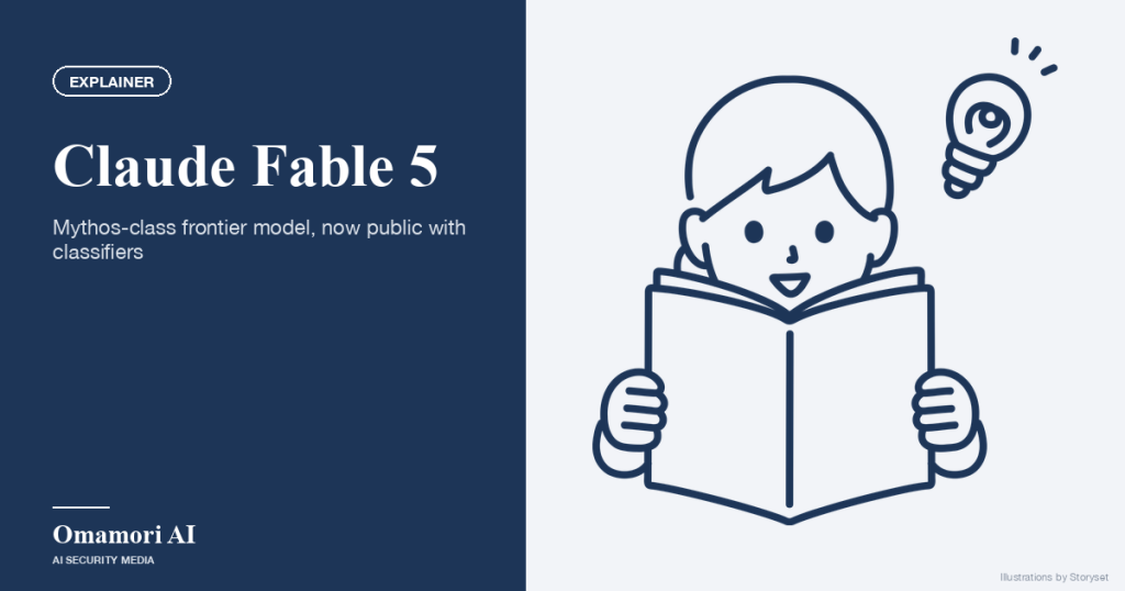 Claude Fable 5 — Mythos-class frontier model, now public with classifiers. Illustrations by Storyset