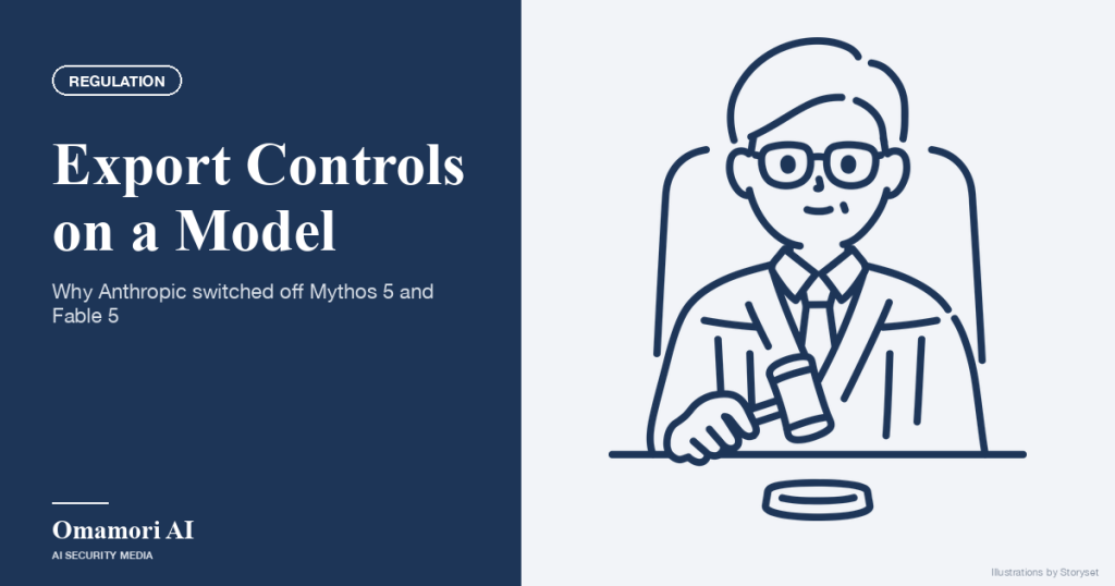 Export Controls on a Model — Why Anthropic switched off Mythos 5 and Fable 5. Illustrations by Storyset