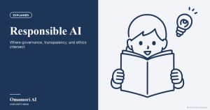 Responsible AI — Where governance, transparency, and ethics intersect. Illustrations by Storyset