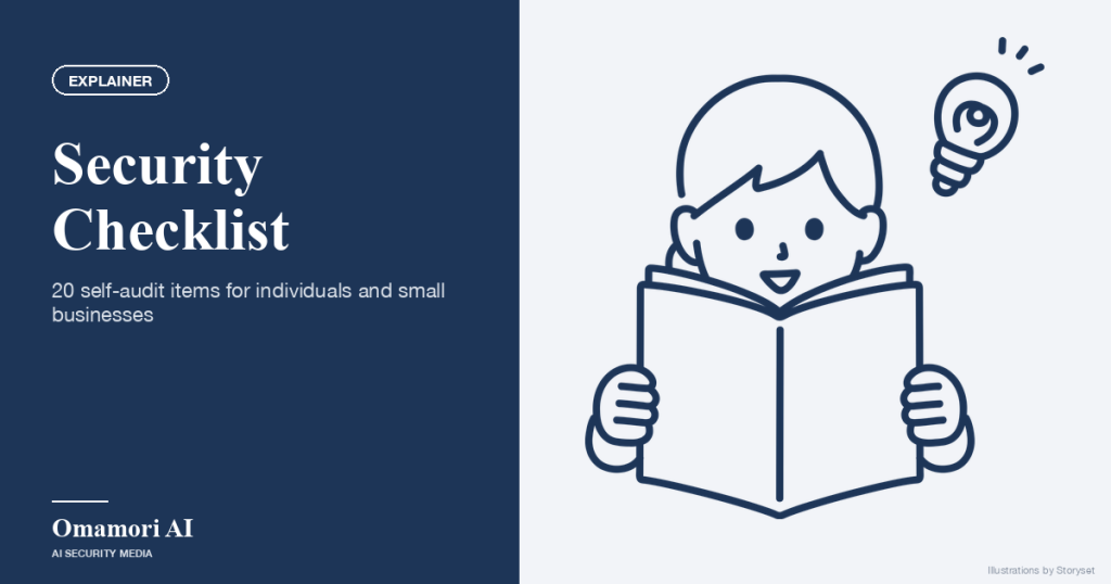 Security Checklist — 20 self-audit items for individuals and small businesses. Illustrations by Storyset