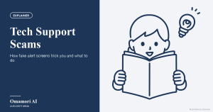 Tech Support Scams — How fake alert screens trick you and what to do. Illustrations by Storyset