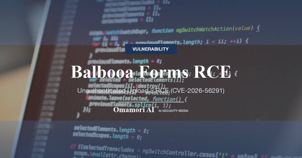 Balbooa Forms RCE — Unauthenticated Upload → RCE (CVE-2026-56291)