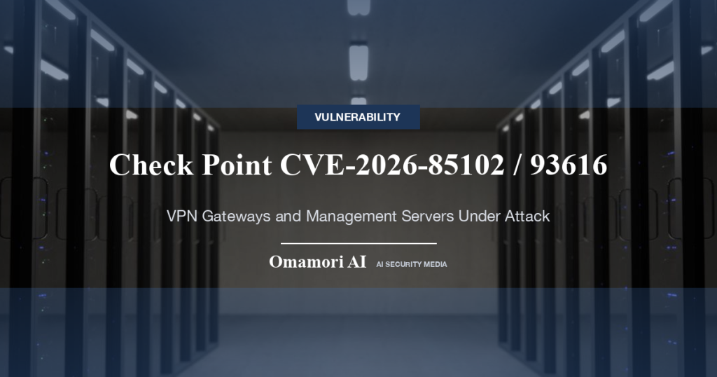 Check Point のVPNゲートウェイと管理サーバーに悪用中の脆弱性2件（CVE-2026-85102 / CVE-2026-93616）— 認証なしで任意コード実行
